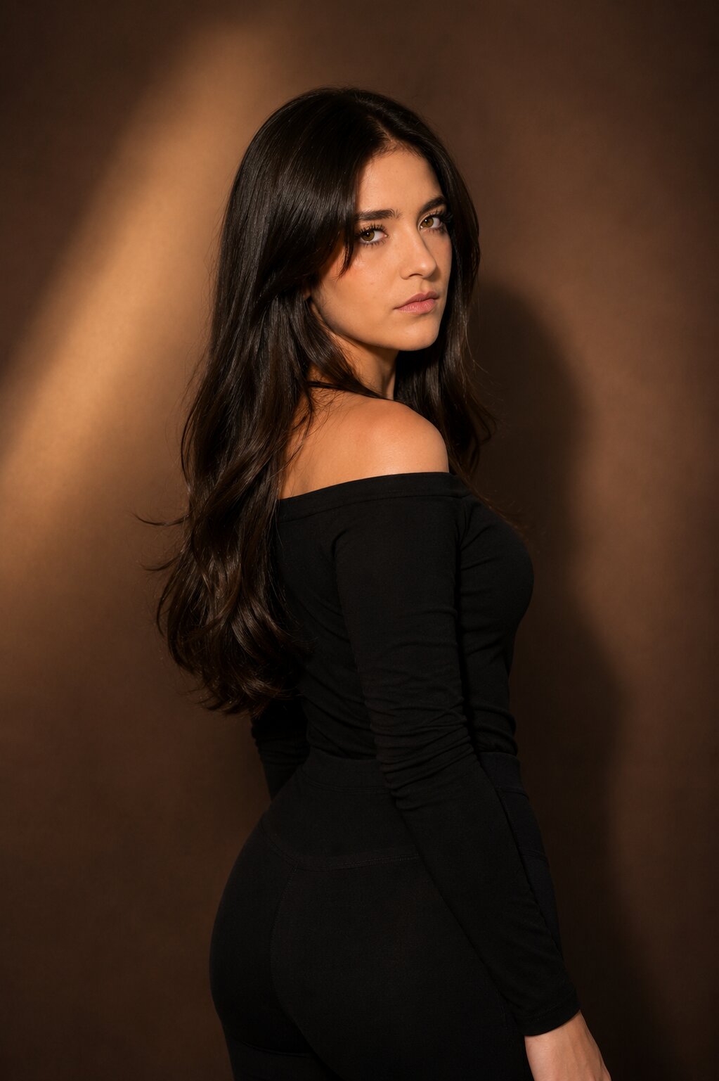 Healthy glossy hair in warm bronze light